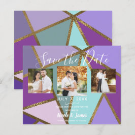 パープルピンクティール（緑がかった色）ターコイズ&ブロンズ金ゴールド結婚ズ