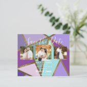 パープルピンクティール（緑がかった色）ターコイズ&ブロンズ金ゴールド結婚ズ (スタンド正面)