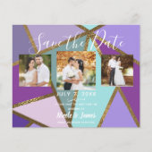 パープルピンクティール（緑がかった色）ターコイズ&ブロンズ金ゴールド結婚ズ (正面)