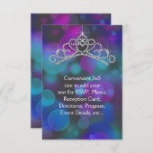 パープルピンクティール（緑がかった色）ティアラRSVPすべての目的 出欠カード (正面/裏面)