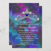 パープルピンクティール(緑がかった色)ブルーキンセアニェラ 招待状 (正面/裏面)
