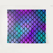 パープルピンクティール（緑がかった色）ブルーマーメイド写真背景 タペストリー (正面(横))