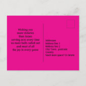 🎾💜パープルピンクテニス誕生日カード ポストカード (裏面)