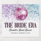 パープルピンクディスコ花嫁時代 ブライダルシャワー スパークリングワインラベル (シングルラベル)