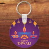 パープルピンクディワリライトイラストレーション キーホルダー (正面)