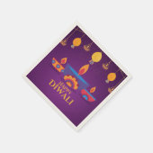パープルピンクディワリライトイラストレーション スタンダードカクテルナプキン (角)