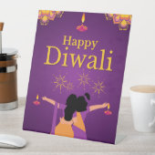 パープルピンクディワリライトイラストレーション 台座サイン (インサイチュ)