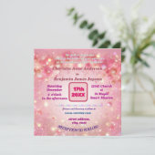 パープルピンクドリップフェイクグリッターフローラ 招待状 (スタンド正面)