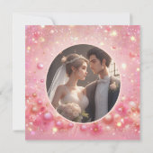 パープルピンクドリップフェイクグリッターフローラ 招待状 (裏面)