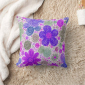 パープルピンクドードルデイジー クッション (ブランケット)
