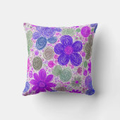 パープルピンクドードルデイジー クッション (裏面)