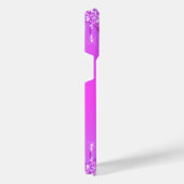 パープルピンクネオングリッター名前をカスタムするiPhoneケース iPhoneケース (右側面)