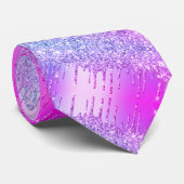 パープルピンクネオンチニーグリッタースパークルドリップスパーティー ネクタイ (ロール)