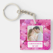 パープルピンクハート共有マイフリース キーホルダー (正面)