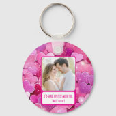 パープルピンクハート共有マイフリース キーホルダー (正面)