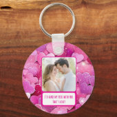 パープルピンクハート共有マイフリース キーホルダー (正面)