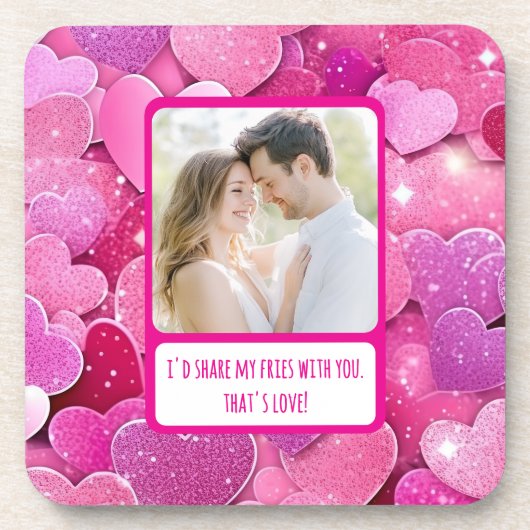 パープルピンクハート共有マイフリース コースター (正面)