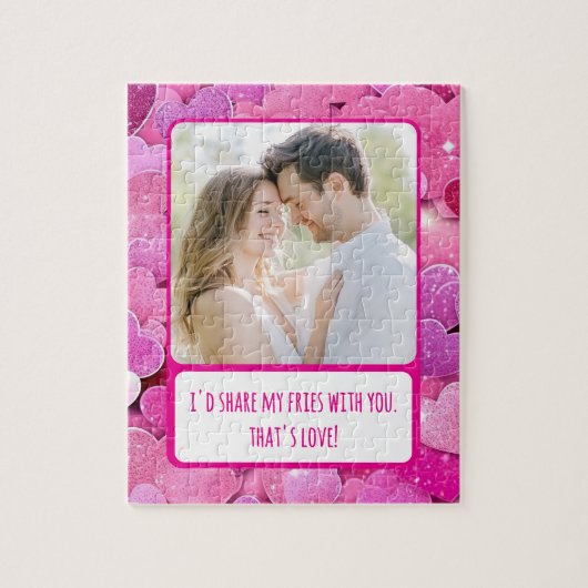 パープルピンクハート共有マイフリース ジグソーパズル (縦)