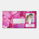 パープルピンクハート共有マイフリース デスクマット (キーボード&マウス)