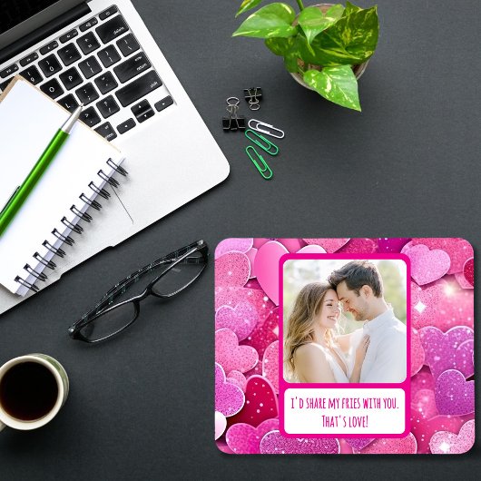 パープルピンクハート共有マイフリース マウスパッド