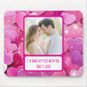 パープルピンクハート共有マイフリース マウスパッド (正面)