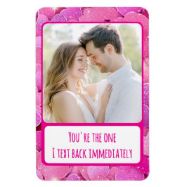 パープルピンクハート文字バックフレキシブルマグネットフォト マグネット