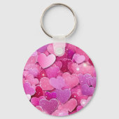 パープルピンクハートI文字すぐに戻る キーホルダー (裏面)