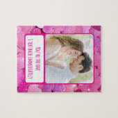 パープルピンクハートI文字すぐに戻る ジグソーパズル (横)