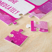 パープルピンクハートI文字すぐに戻る ジグソーパズル (側面)