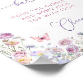 パープルピンクバタフライガーデンマムオーサバー ポスター (角)