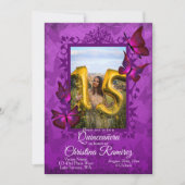 パープルピンクバタフライキンセアニェラ招待状 招待状 (正面)