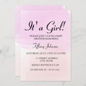 パープルピンクパステルグラデーションその女の子ベビーシャワー 招待状 (正面/裏面)