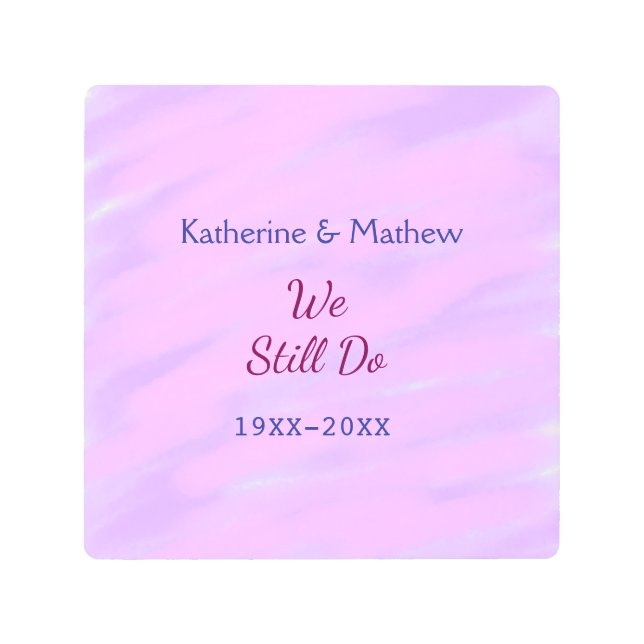 パープルピンクパステル誓の更新記念日ウォーターコ メタルプリント (正面)