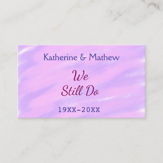 パープルピンクパステル誓の更新記念日ウォーターコ 名刺 (正面)