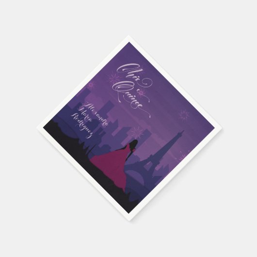パープルピンクパリスファイアキンセアニラ スタンダードカクテルナプキン (角)