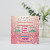 パープルピンクビーズカーテンフェイクグリッターフローラ 招待状 (スタンド正面)