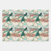 パープルピンクピーコックフローラ ラッピングペーパーシート (正面3)