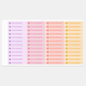 パープルピンクピーチイエロープリンセス王冠 ラベル (シート)