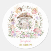 パープルピンクフェアリーフローラガーデンガール誕生日 ラウンドシール (正面)