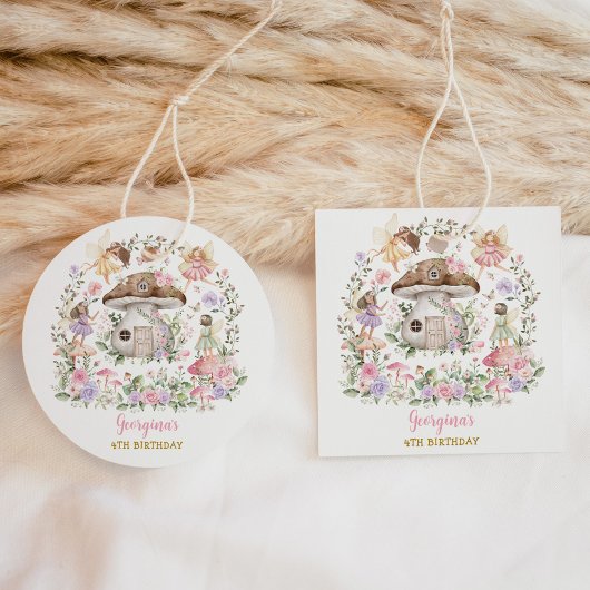 パープルピンクフェアリーフローラガーデン誕生日 フェイバータグ