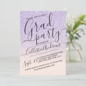 パープルピンクフェイクスパークリーグリッターグラデーション卒業 招待状 (スタンド正面)