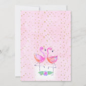 パープルピンクフラミンゴ誕生日サンキューカード 招待状 (裏面)