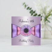 パープルピンクフラワーボウ18thバースデーパーティー 招待状 (スタンド正面)