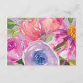 パープルピンクフローラおむつラッフルベビーシャワー エンクロージャーカード (裏面)