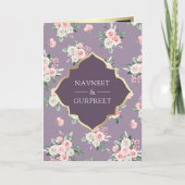 パープルピンクフローラオールインワンアンドカラジ結婚ズ 招待状 (正面)