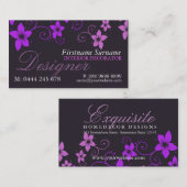 パープルピンクフローラデザイナー名刺 名刺 (正面/裏面)