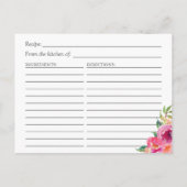 パープルピンクフローラネイビーブルーブライダルシャワーレシピ ポストカード (裏面)