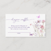 パープルピンクフローラバタフライおむつラッフルチケット エンクロージャーカード (正面)