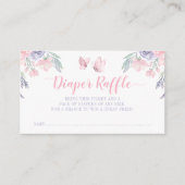 パープルピンクフローラバタフライおむつラッフルチケット エンクロージャーカード (正面)