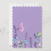 パープルピンクフローラバタフライガールベビーシャワー 招待状 (裏面)